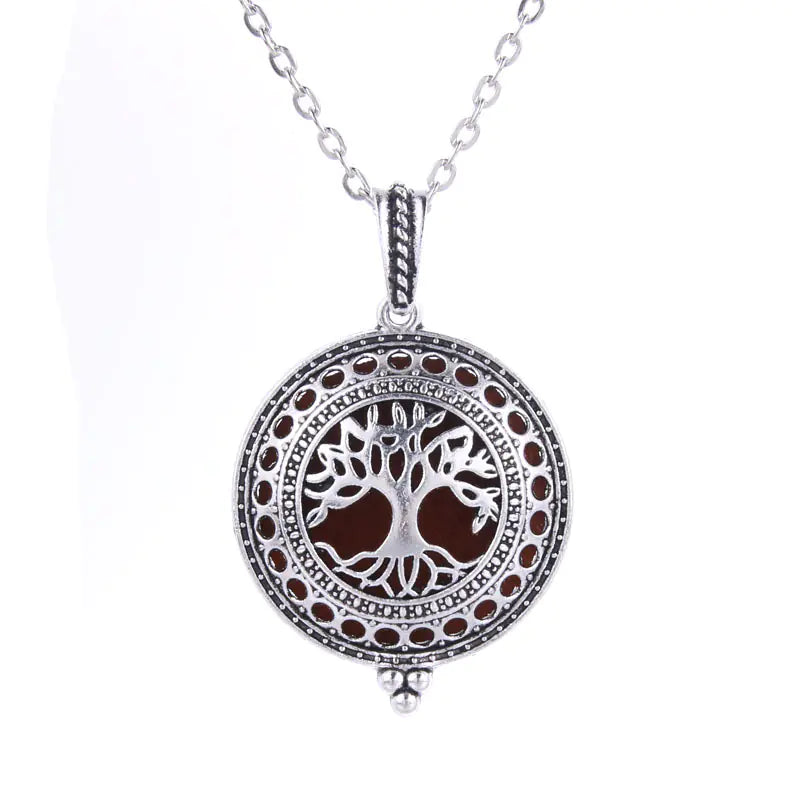 Hollow Tree of Life Alloy Pendant Diffuser Necklace