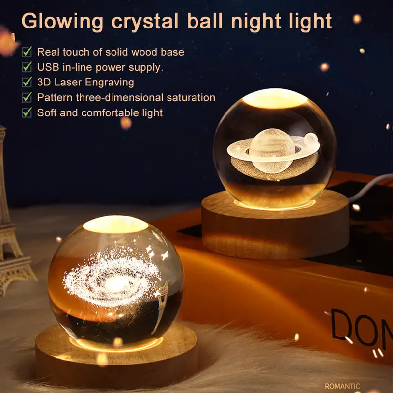 3D Astronaut Planet Crystal Ball Night Light Lamp
