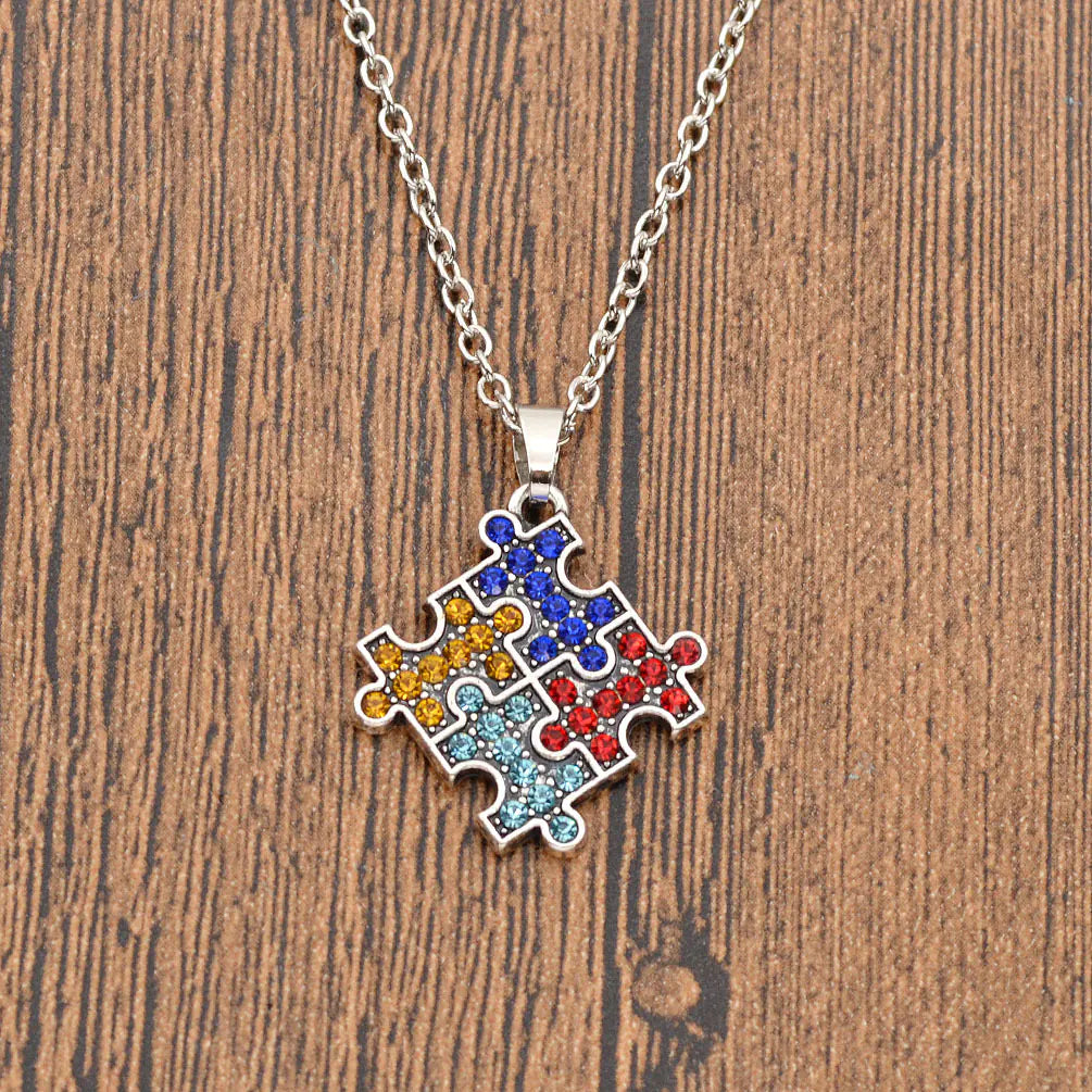 Autism Puzzle Crystal Necklace for eBay and Amazon