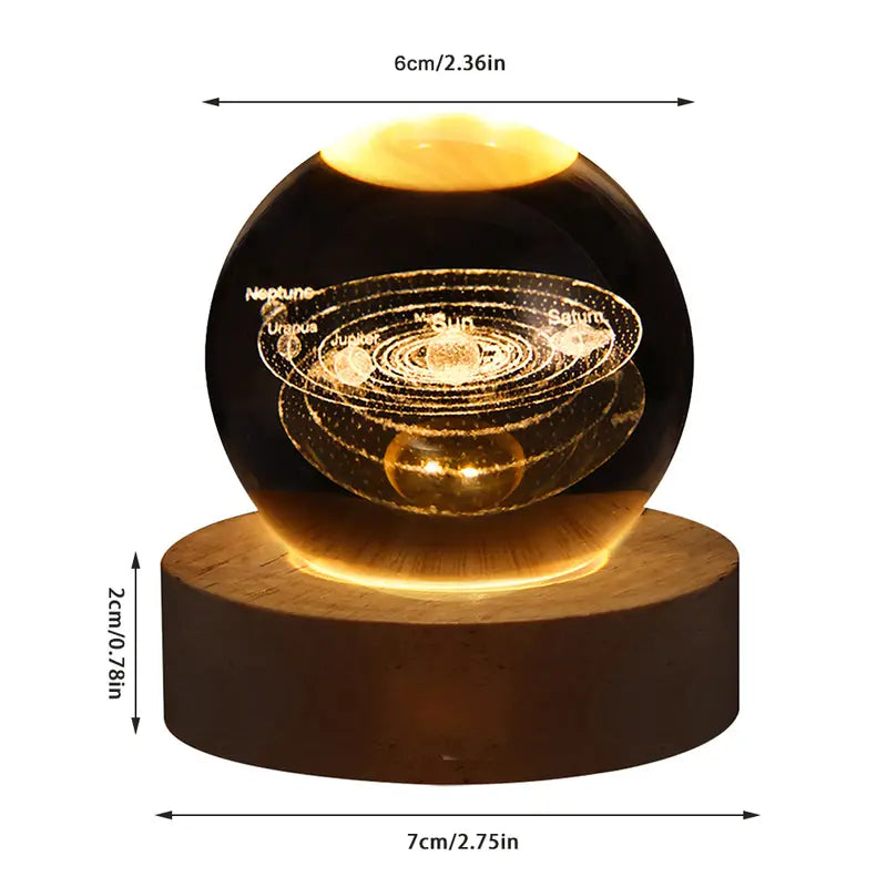 3D Astronaut Planet Crystal Ball Night Light Lamp