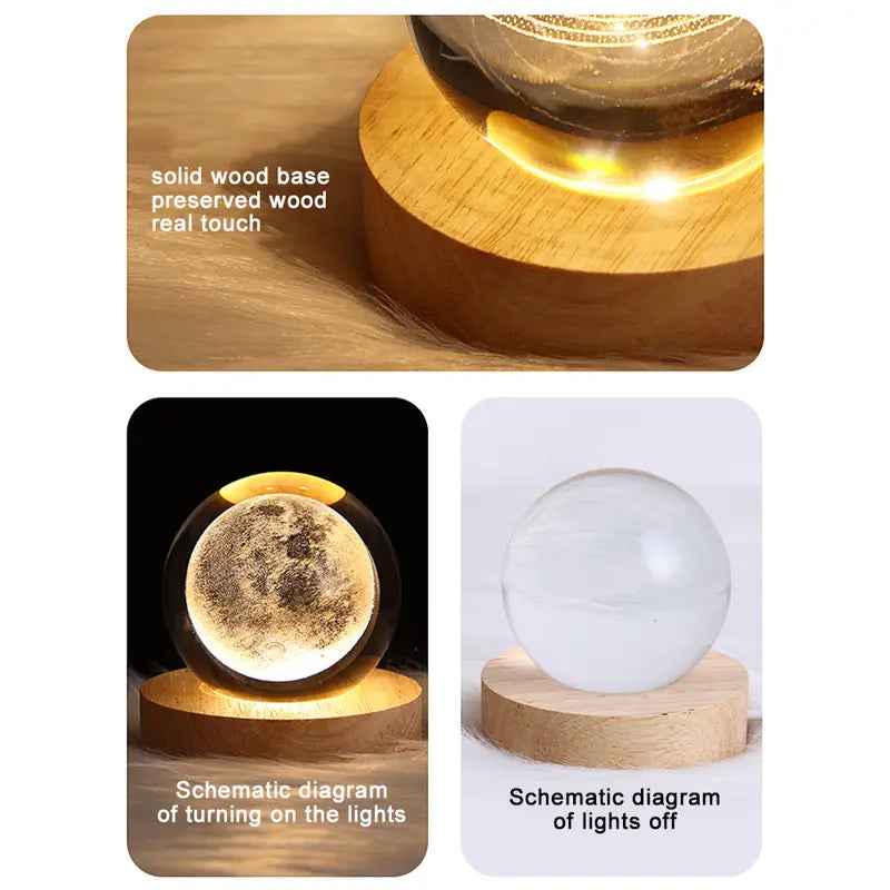 3D Astronaut Planet Crystal Ball Night Light Lamp