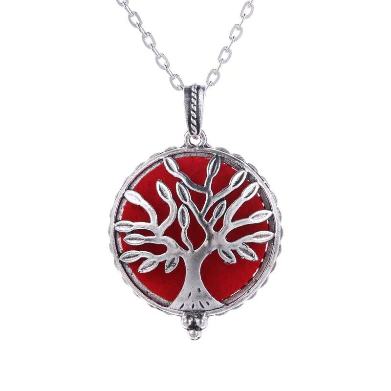 Hollow Tree of Life Alloy Pendant Diffuser Necklace
