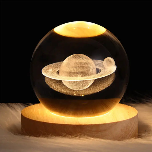 3D Astronaut Planet Crystal Ball Night Light Lamp