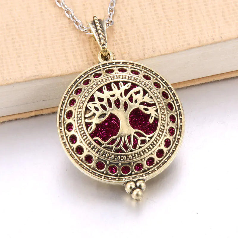 Hollow Tree of Life Alloy Pendant Diffuser Necklace