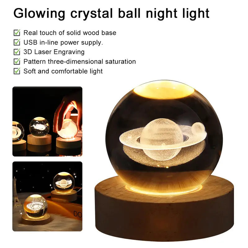 3D Astronaut Planet Crystal Ball Night Light Lamp