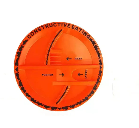 Dinneractive Car-Themed Kids Tableware Set – Bulldozer Excavator Plate, Shovel & Fork (3 Piece Set)
