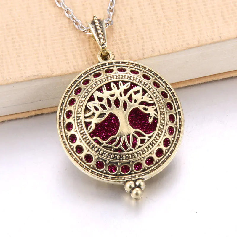 Hollow Tree of Life Alloy Pendant Diffuser Necklace
