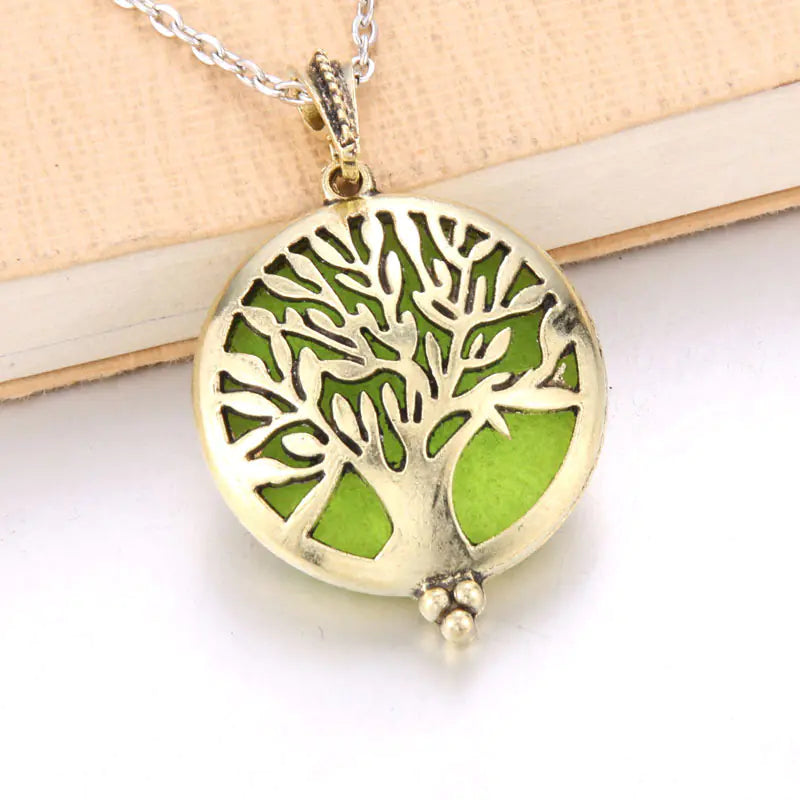 Hollow Tree of Life Alloy Pendant Diffuser Necklace