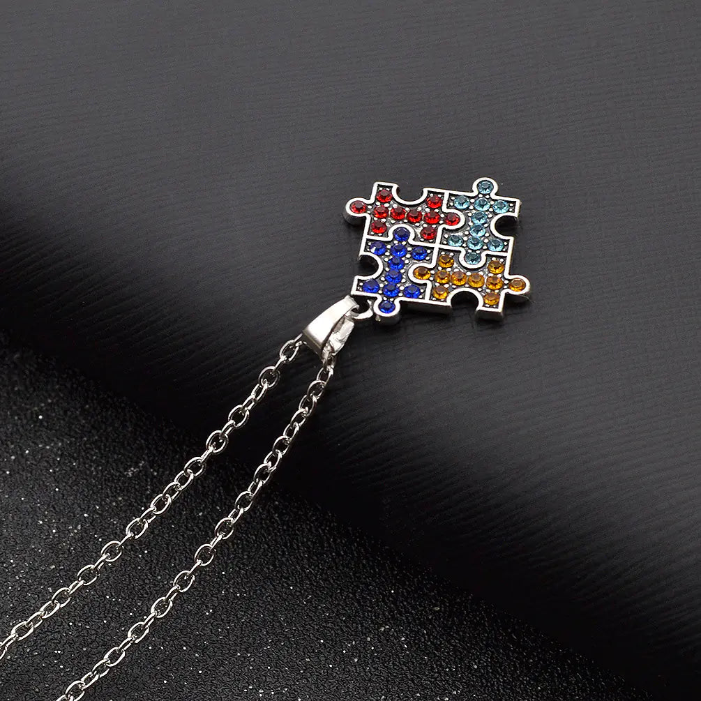 Autism Puzzle Crystal Necklace for eBay and Amazon