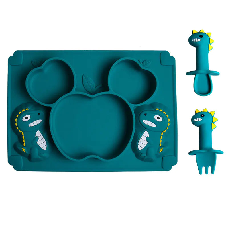 Cartoon Silicone Dinner Plate for Kids
