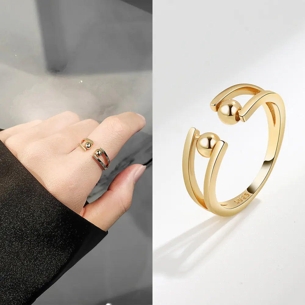 S925 Sterling Silver Adjustable Fidget Ring for Women