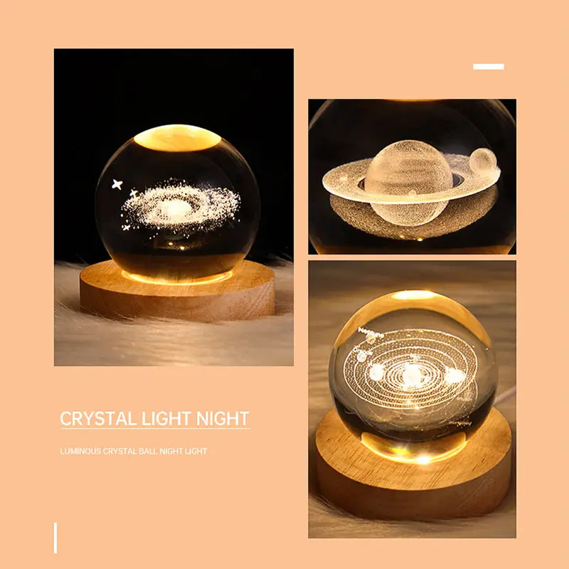 3D Astronaut Planet Crystal Ball Night Light Lamp