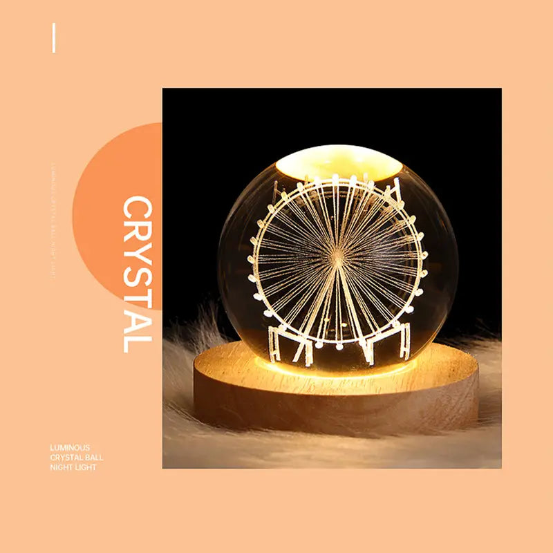 3D Astronaut Planet Crystal Ball Night Light Lamp