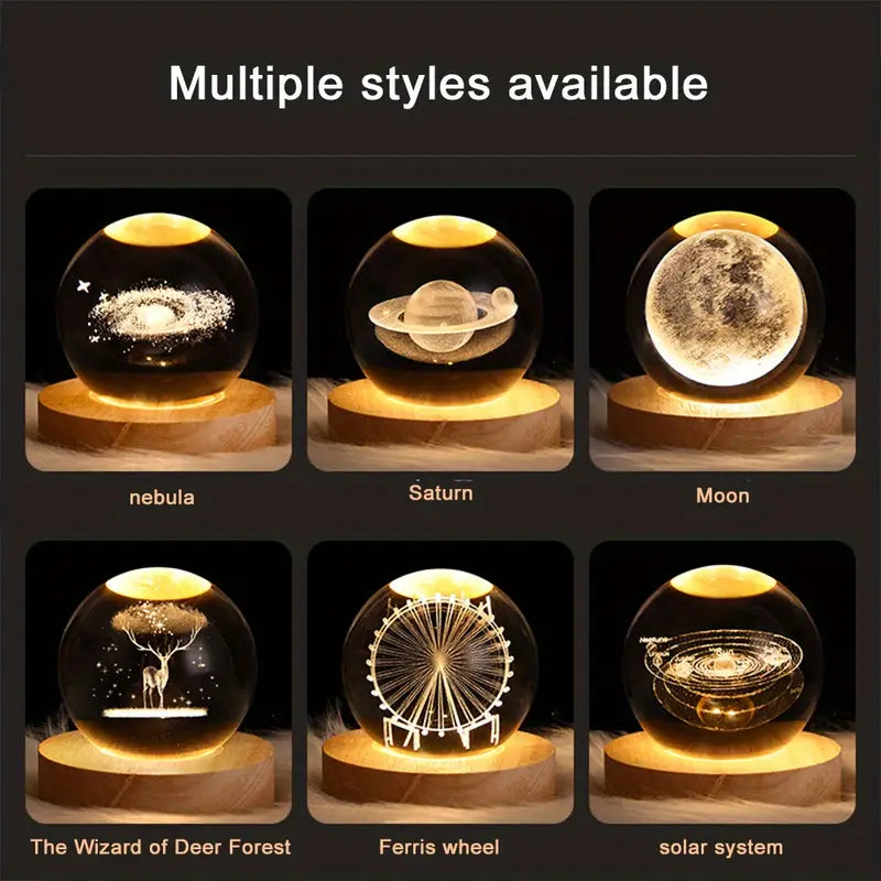 3D Astronaut Planet Crystal Ball Night Light Lamp