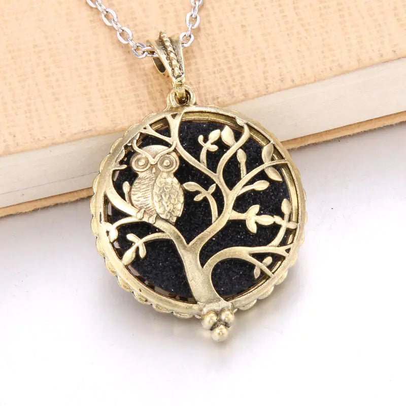 Hollow Tree of Life Alloy Pendant Diffuser Necklace