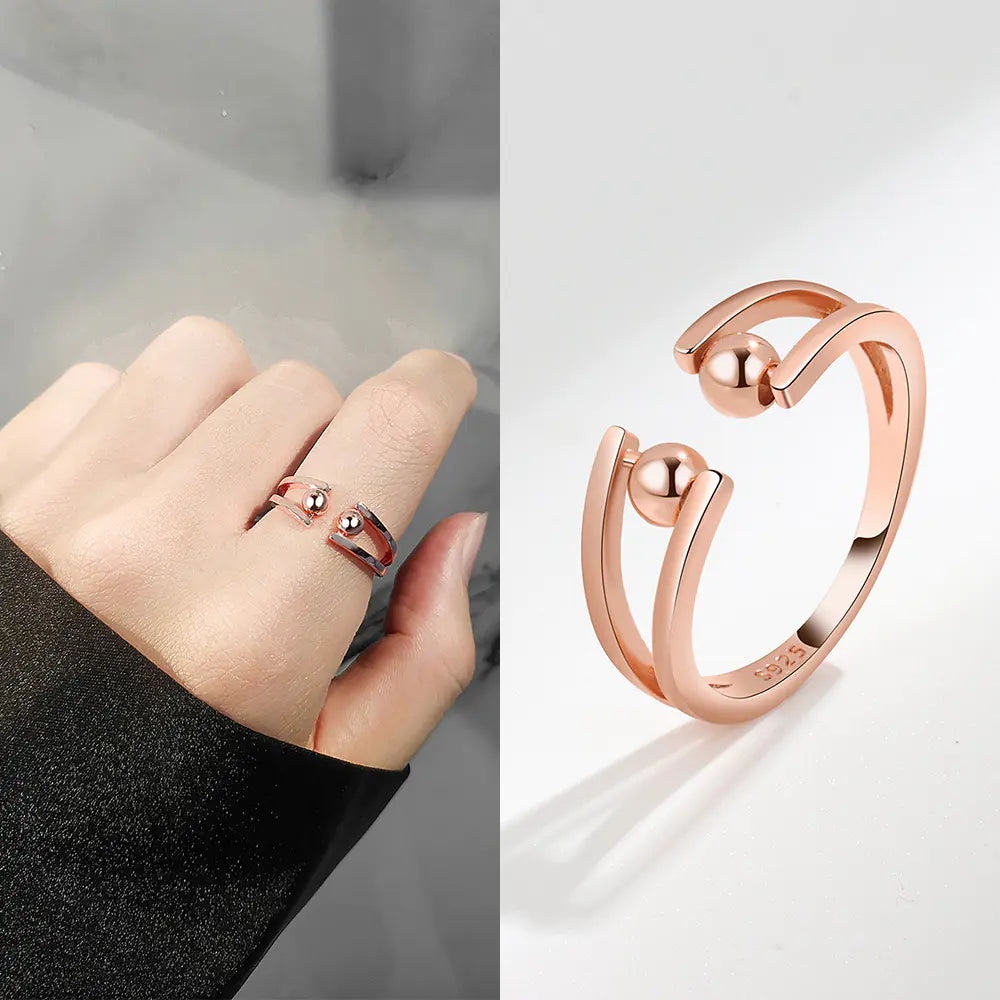S925 Sterling Silver Adjustable Fidget Ring for Women
