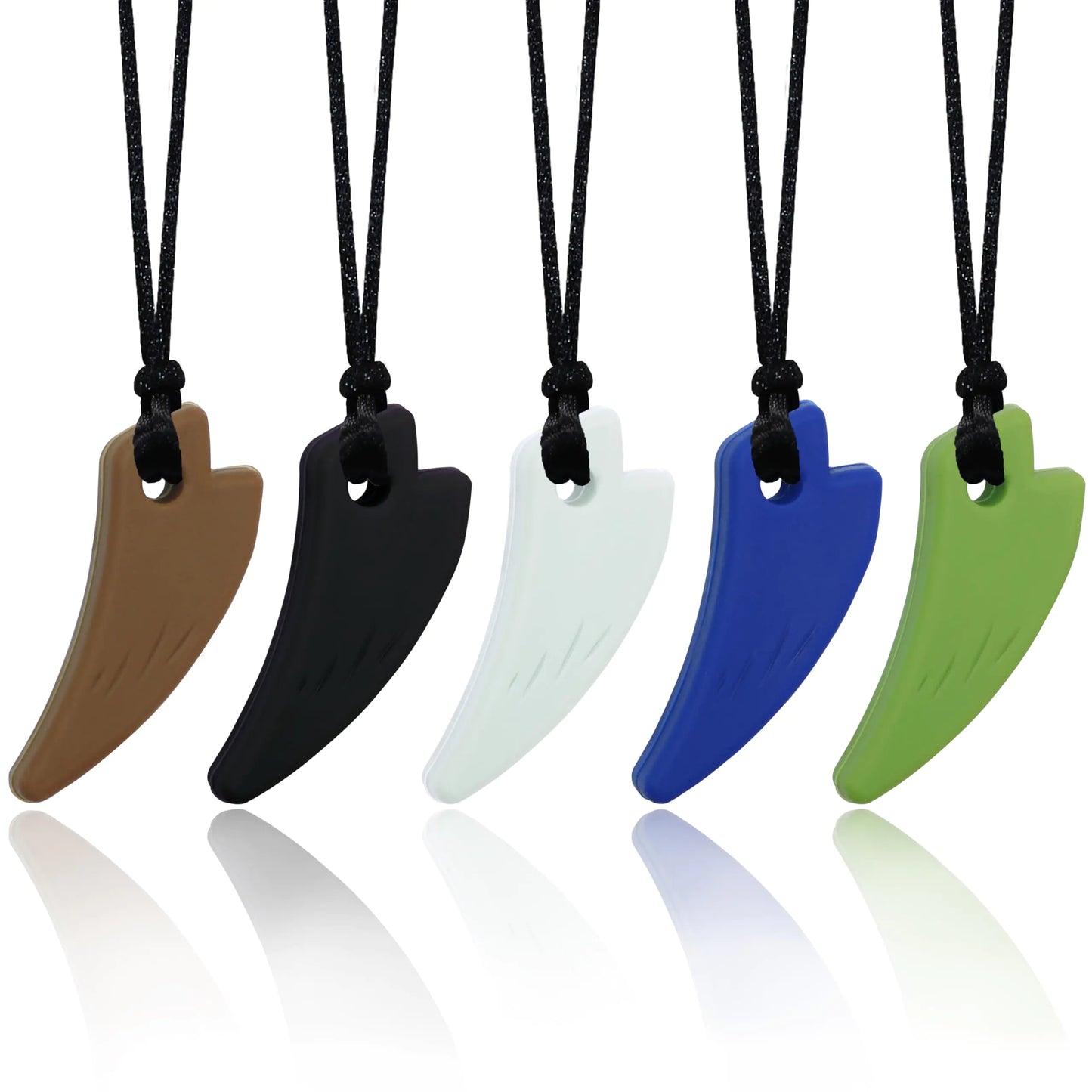 Chew Necklaces for Sensory Kids 5 Pack Saber Tooth Sensory Chew Necklaces for Boys and Girls with Autism ADHD SPD Chewing Biting Teething Silicone Oral Chew Toy for Adults Reduce Anxiety Fidget
